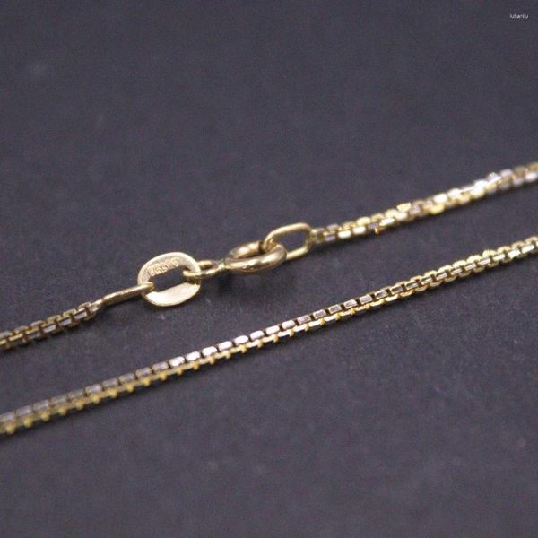 Ketten Echte 18-Karat-Gelbgoldkette für Damen, 1,1 mm massive Box-Link-Halskette, 20-Zoll-Länge/4,63 g, Stempel Au750, Unterstützungstest