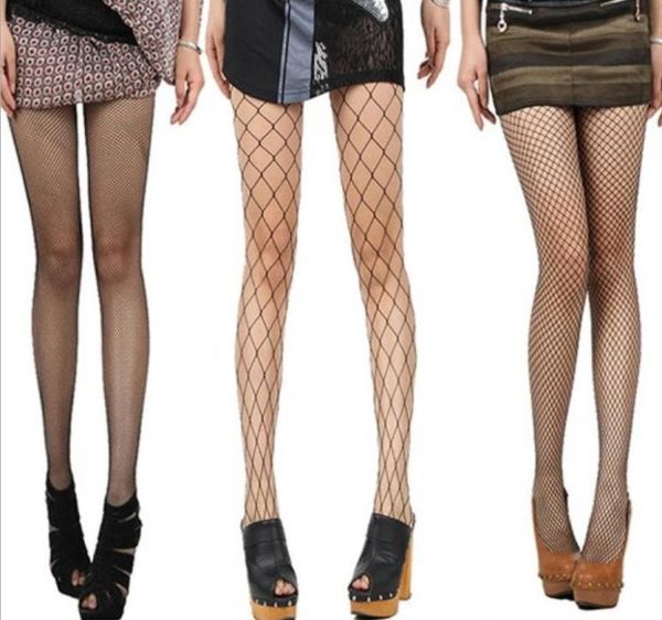 Mulheres calças de cintura alta meias arrastão sexy malha coxa meia-calça alta preto colorido super elástico fabric2425769