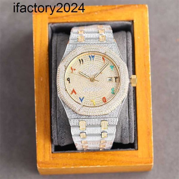 Ap Watch Diamond Moissanite Iced Out могут пройти тест 40 мм Механические мужские часы для наручных часов Модные наручные часы Swarovski из нержавеющей стали Montre De Luxe 4DQ8