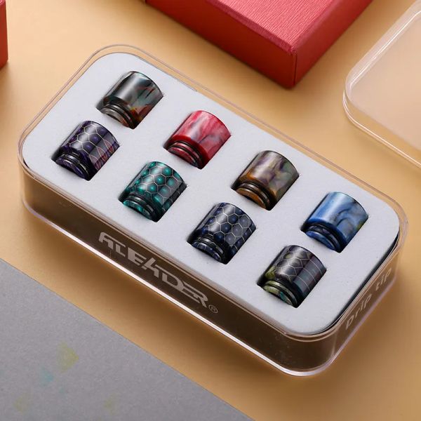 Original Aleader Drip Tips Epoxidharz PEI Bienenwachs Drip Tip Kit Wide Bore 810 510 Snake Skin Grid Rainbow Mushrooms Mundstück ZZ