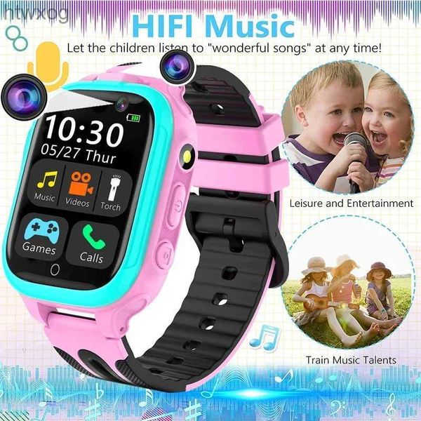 Orologi intelligenti Smartwatch per bambini Smartwatch per bambini con chiamata Doppia fotocamera 14 giochi VCR Musica Cronometro Regalo di compleanno per bambini di 3-14 anni YQ240125