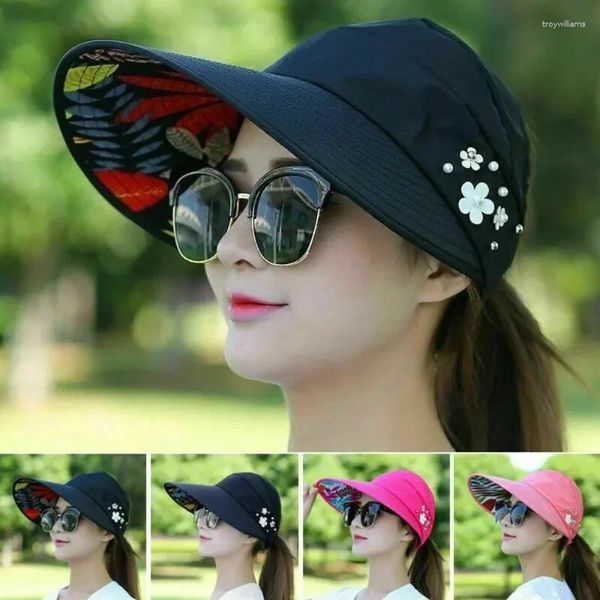 Berretti Cappello da sole per donna Protezione e parasole Sport Berretto da baseball coreano Maschera estiva pieghevole Fascia per capelli da spiaggia