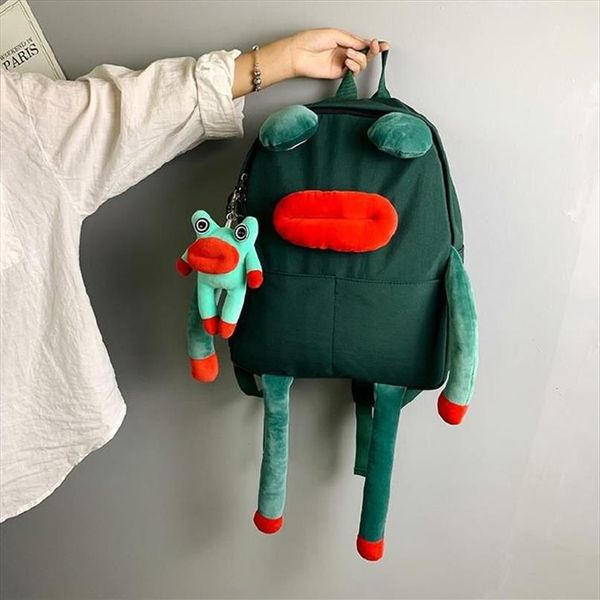 Designer-Tier-Cartoon Frosch-Rucksack Frauen Multifunktionsschüler Schultasche für Jungen Mädchen Kreativ Mode niedlich Oxford Stoff B248f