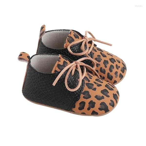 First Walkers Frühling Herbst Babyschuhe Kleinkinder Leopardenmuster Geboren Weicher Boden Rutschfestes Leder Kleinkind Lässig