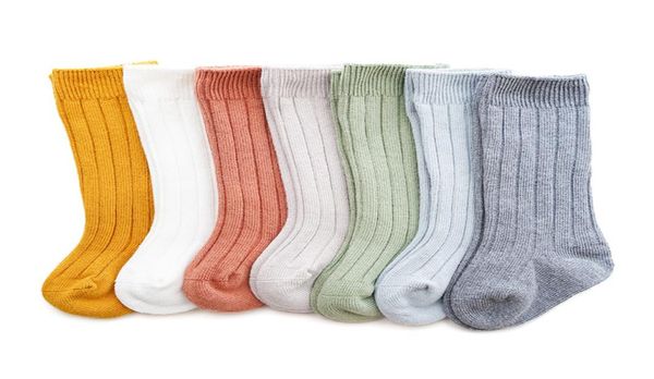 Meias para bebês recém-nascidos listrados lisos meninas meninos meias altas na altura do joelho meias de cor sólida para crianças de 03 anos 20220228 Q22336591