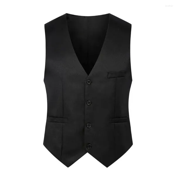 Gilet da uomo Abito da uomo semplice Gilet slim fit con scollo a V senza maniche monopetto per il tempo libero Party Bar Abito da banchetto Gilet Abbigliamento da lavoro