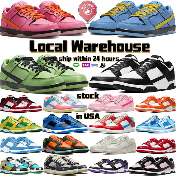 2024 Lagerbestand vor Ort in den USA Herren Laufschuhe Blossom Designer Sneakers Buttercup Bubbles White Black Panda Triple Pink Grey Fog Chicago Easter Coast Trainer