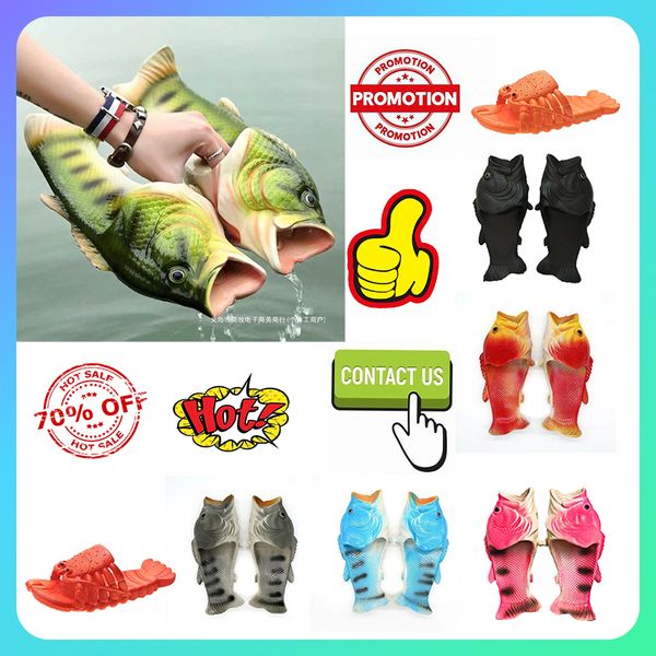 Designer Casual Platform Fisch Garnelen lustige Hausschuhe Männer Frau Anti-Rutsch-Verschleiß Leichte atmungsaktive Low-Cut-Super-Sandalen Flache Outdoor-Strand-Slipper