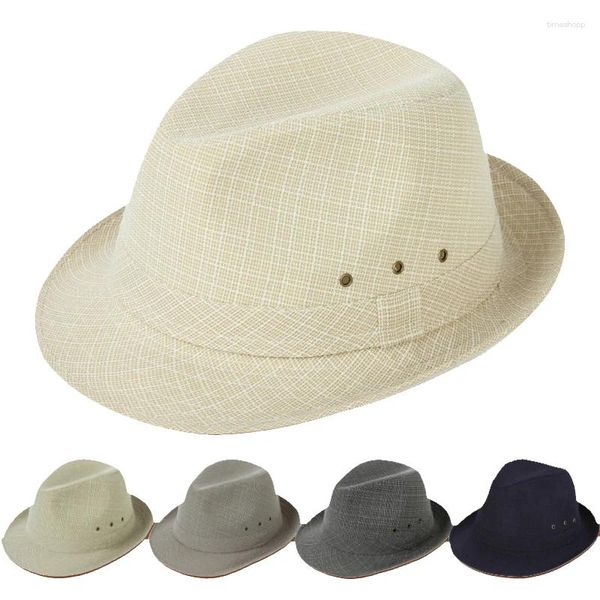 Berets Fedora Hat para homens primavera e verão ao ar livre sombra respirável luz pai boné moda retro jazz chapéus panamá bonés masculinos