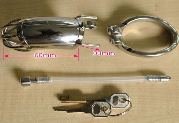 Dispositivo de aço inoxidável pequena gaiola de galo com cinto de cateter de som uretral removível SM brinquedos sexuais para homens5829757