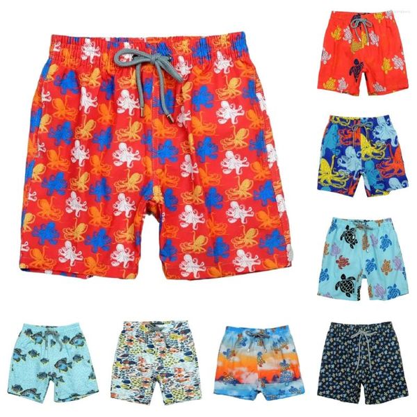 Shorts masculinos moda praia calças para crianças tartaruga secagem rápida 4 vias estiramento boardshorts surf marca board troncos de banho 8-14