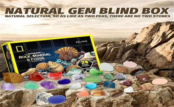 Caixa cega National Geographic Mega Gem Mining KitDig 24 gemas reais STEM ciência e brinquedos educativos tornam as crianças uma atividade maravilhosa9748384