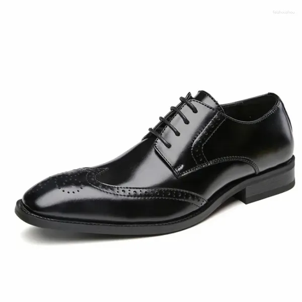 Scarpe per abiti British Fashion Business autentica in pelle velo da uomo in pizzo formale derby wedding nero marrone uomini appartamenti mocasine