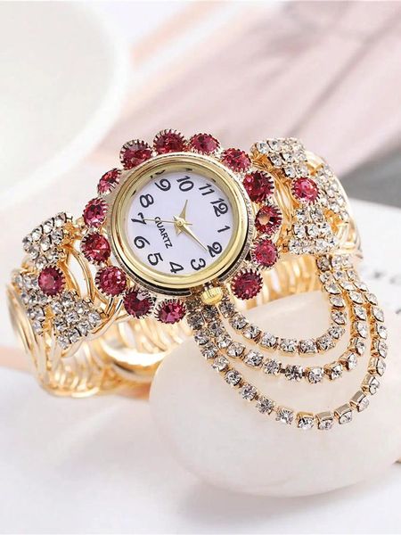 Наручные часы Корейская версия Женские кварцевые часы с бриллиантами Модный браслет из сплава для женщин