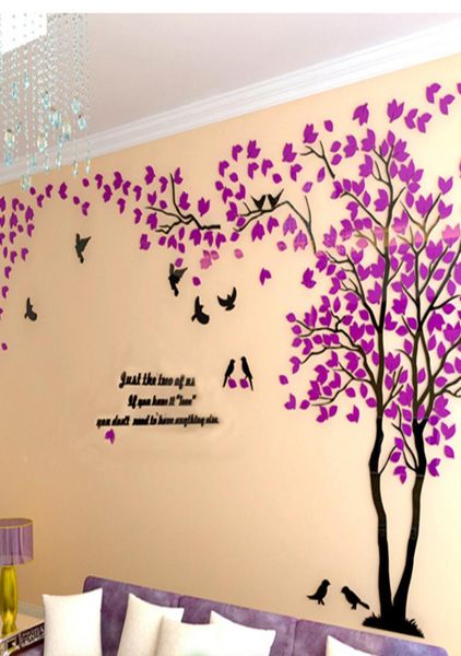 Nova cor adesivo de parede diy papel de parede grandes adesivos mural arte sala estar decoração casa 3d acrílico árvore adesivo para decoração parede 22828997