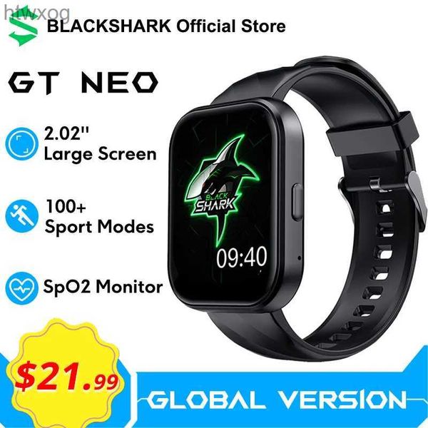 Relógios inteligentes versão global Black Shark GT Neo Smart Watch 2.02 '' Monitor de frequência cardíaca com tela grande IP68 à prova d'água Smartwatch 100+ Modo esportivo YQ240125