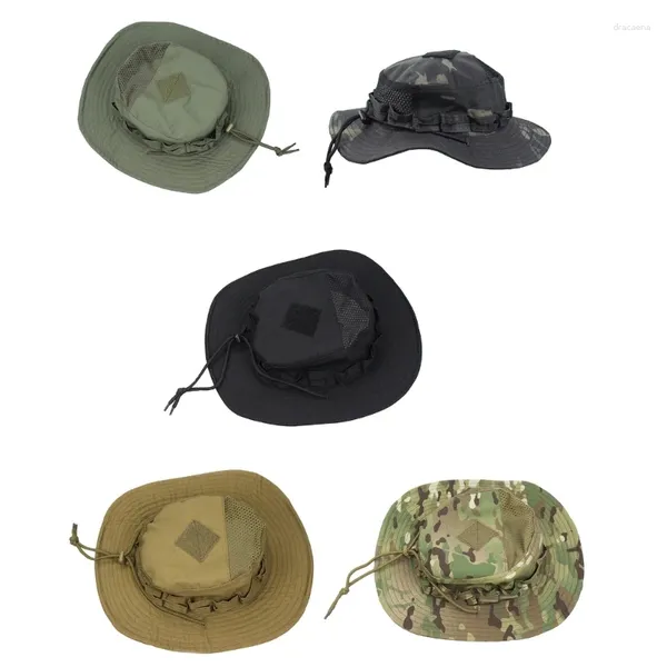 Berretti Camouflage Boonie Hat Army Round Secchio Berretto Panama militare con tasca per mappa 28TF