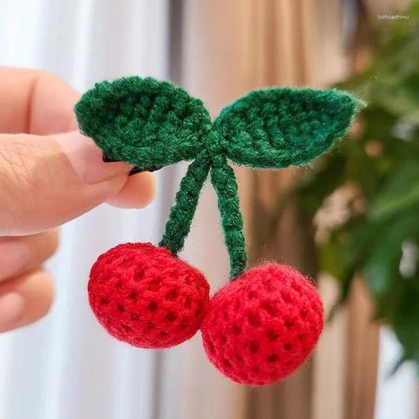 Haarschmuck 1 Stück Nette Rote Kirsche Clip Für Mädchen Süße Gestrickte Haarnadel Krawatten Kinder Pferdeschwanz Halter Clips Kopfbedeckung