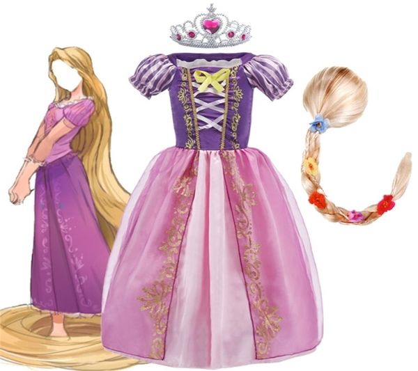 Bambine Rapunzel Dress Kids Summer Princess Costume Tangled Dress Up Bambini Halloween Christmas Party Clothes 210 anni 225109402