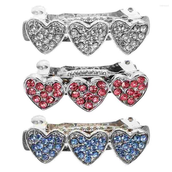 Hundekleidung 3pcs Kopfbedecke Welpe schöne Haarklammern Strass -Herz Barrettes