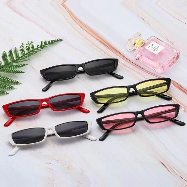 Sonnenbrille Vintage Mode Accessoire Design Outdoor Persönlichkeit Bunte Rechteck Kunststoff Brillen Damen Herren Brille UV400