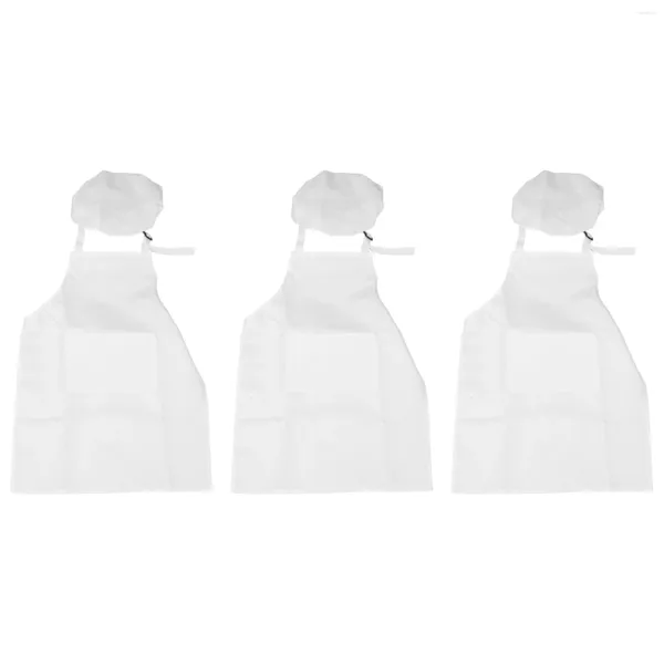 Avental infantil de 6 peças e chapéu de chef conjunto de cozinha ajustável para cozinhar pintura