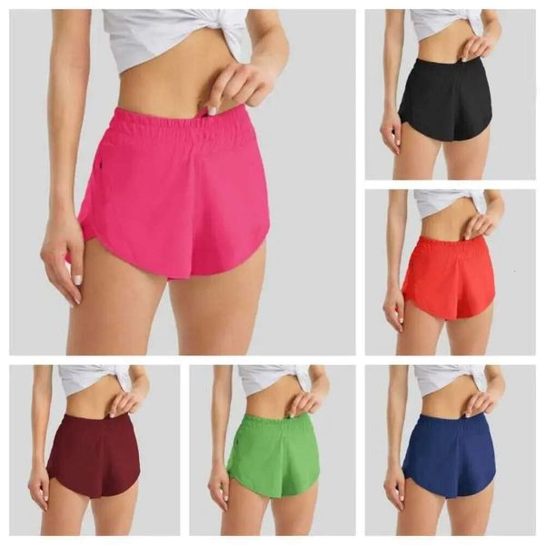 Lu Summer Track That 2,5 polegadas Hotty Hot Shorts Soltos Respirável Secagem Rápida Calças Esportivas Femininas Yoga Saia Versátil Casual Bolso Lateral Gy 69