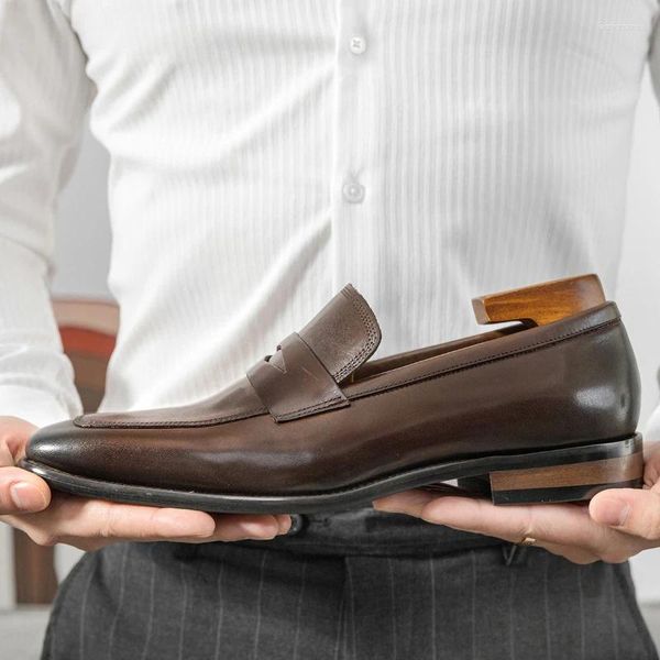 Scarpe eleganti Produttore di qualità GAO Mocassini Penny Quadrato Cuoio capelluto Business casual da uomo Pelle bovina Un piede