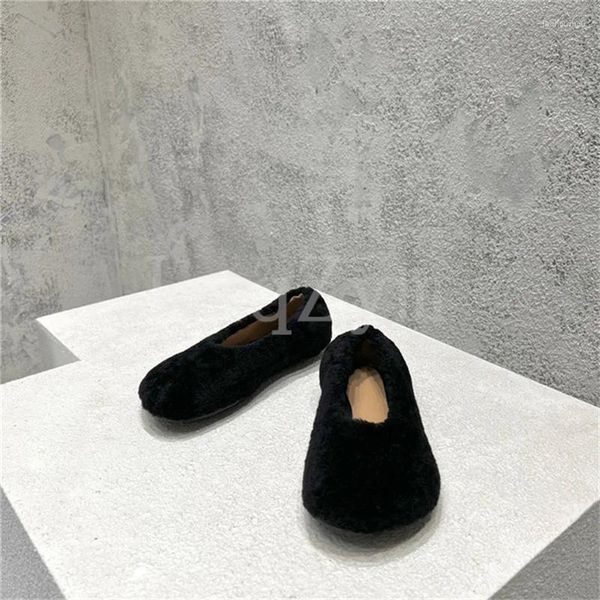 Scarpe eleganti da donna Punta tonda singola da donna impreziosita in lana Design semplice Comfort Moda Pelliccia casual