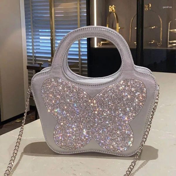 Sacos de noite Bling Strass Cetim Bolsas Mulheres Bow Shape Bag Elegante Boutique Clutch Bolsas Festa de Casamento