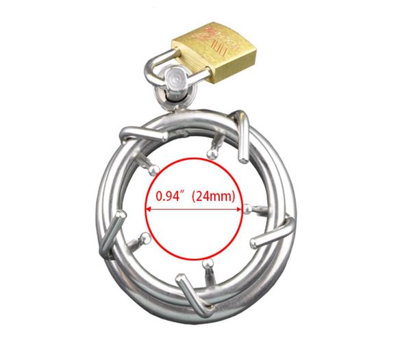 Nuovo! Dispositivo in acciaio inossidabile per uccelli carcerali, gabbia di cazzo, cintura, anello del pene, blocco della verginità, gioco per adulti, giocattolo sessuale A1579548673