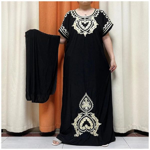 Roupas étnicas 2024 Design Chegada Kaftan Ice Silk Tecido Bordado Processo Longo Solto Vestido Muçulmano Africano Mulheres Islâmicas