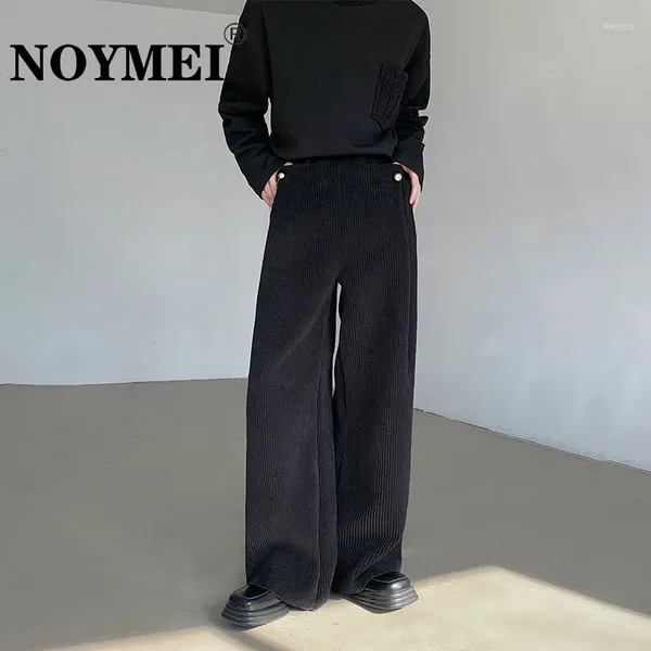 Calças masculinas Noymei primavera cintura alta perna larga calça homens nicho solto casual 2024 preto moda veludo calças retas all-match wa3644
