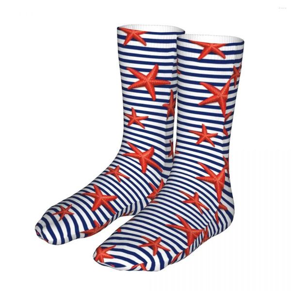 Meias masculinas Harajuku Sea Stars Starfish Náutico Mulheres 2024 Homens Sport Sock