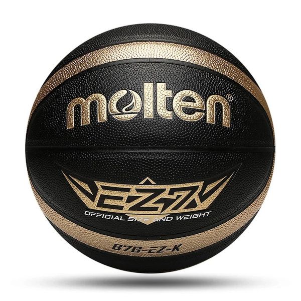 Tamanho fundido 5 6 7 basquete preto ouro pu ao ar livre indoor bolas mulheres juventude homem jogo treinamento basketalls saco de bomba de ar livre 240124