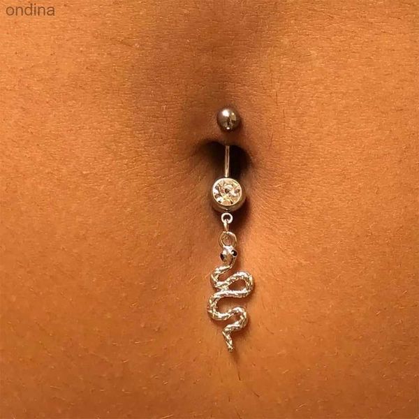 Oble Bell Button Rings Sexy Snake Pingente Belly Botão Anéis de unhas Crystal Moda de aço inoxidável Piercing Jóias para mulheres para mulheres Nightclub YQ240125