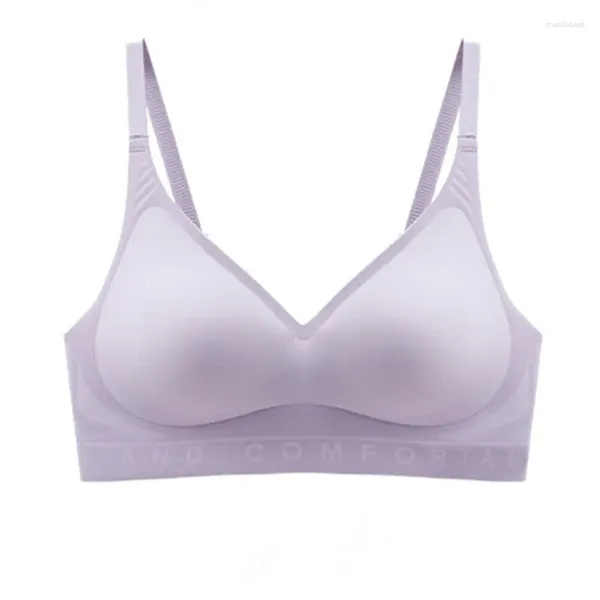 Indumenti da notte da donna Coppa fissa Lettera di supporto morbida senza anello in acciaio Striscia di gelatina Biancheria intima senza cuciture in silicone che raccoglie reggiseno confortevole