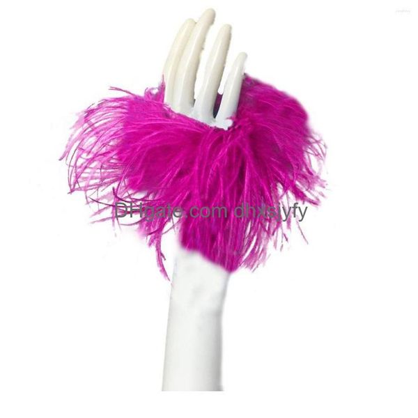 Gomito Ginocchiere Piuma di struzzo Bracciale Polsini Mini manica per la festa di lusso Furry Fluffy 2023 Moda piccolo accessorio Dro Dho31