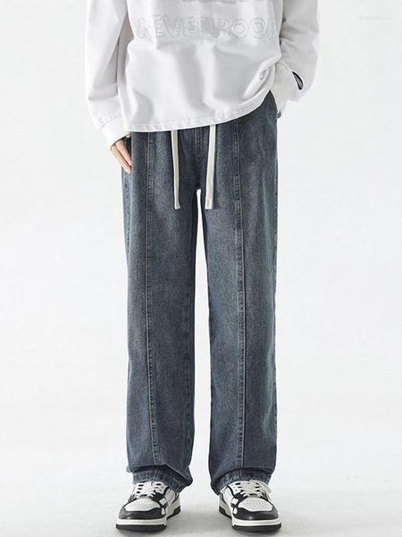 Jeans da uomo YIHANKE Pantaloni stile americano High Street larghi dritti alla moda con lacci per uomo Pantaloni Y2k