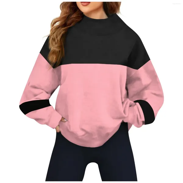 Damen Hoodies Patchwork Sweatshirt Frau 2024 Frühling Königsblau Vintage Baumwolle Fleece Pulover Crewneck Punk Wild Streetwear Top