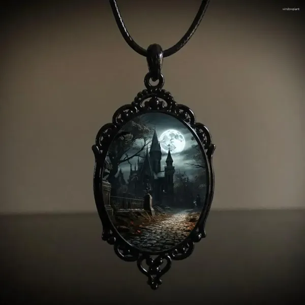 Collane con ciondolo Collana gotica Mago Pipistrello Zucca Mistero Vampiro Gioielli di Halloween Accessorio Regalo Girocollo a catena con corda da strega