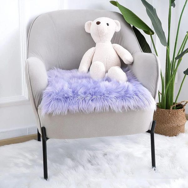 Travesseiro Noahas 2 PCS Faux Fur Assento de Pele de Carneiro Têxtil Macio Macio Almofadas de Cadeira de Pelúcia Fit para Restaurante de Escritório