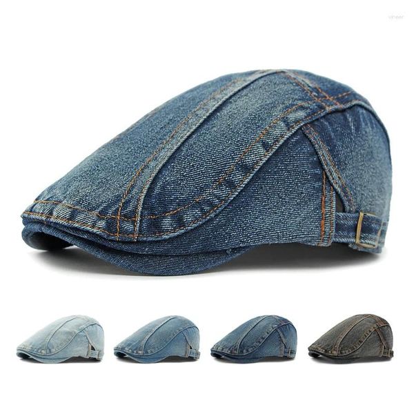 Berets Vintage Boina Homens Mulheres British Denim Cap Forward Gatsby Pintores Chapéus Ivy Hat