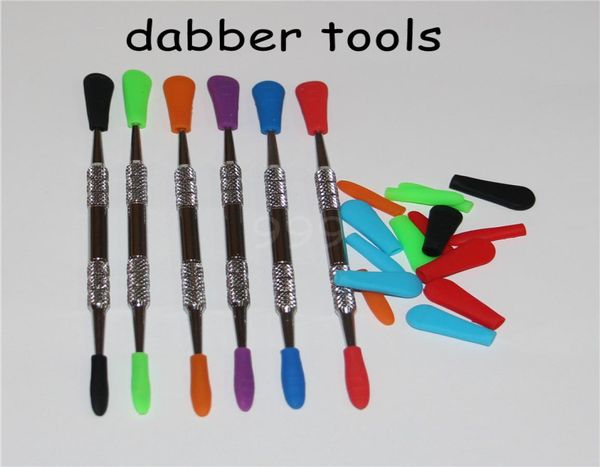 100 pz strumenti dabber fumatori tamponi di cera in silicone stuoie di erbe secche dabber fogli barattoli strumento dab per contenitore raccoglitore di nettare di silicio DH7431740