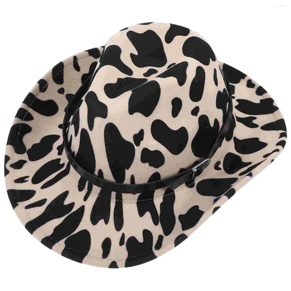 Cappellini con motivo mucche Cappello da cowboy Vestire Cowgirl Decorazioni per feste Uomini per donne Guinzaglio occidentale