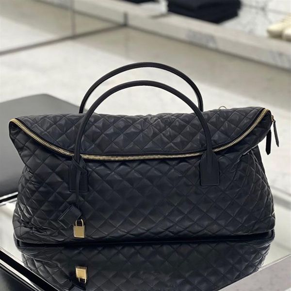 NEUE ES GIANT TAVE BAG 2023 TOTE IN WILLED Leder Black Maxi geschmeidiger Bag Metal Hardware Reißverschluss Top -Griffe und ein Schloss in einem 204E