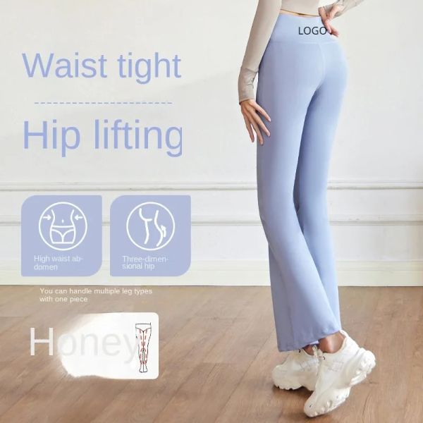 Neue Hohe Taille Hüfte Heben Flare Hosen Nude Gefühl Vier Seiten Elastische Nahtlose Yoga Hosen Professionelle Pilates Sport Fitness