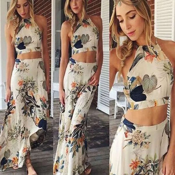 Abiti da spiaggia Abiti da vacanza Donna Crop Top Gonna longuette Set Vacanze estive Spiaggia Gonne sexy Abiti alla moda in due pezzi Abiti per le donne 360