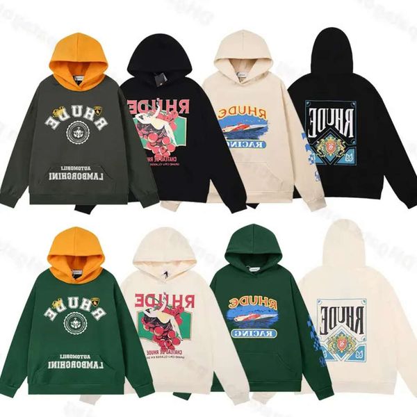 2023 nuovi uomini con cappuccio Rhude con cappuccio uomo donna designer moda popolare lettere stampa pullover felpe invernali 168