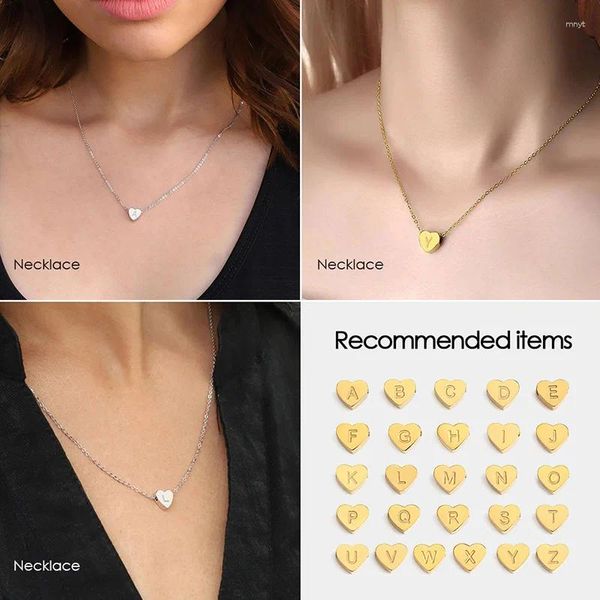 Anhänger Halsketten Mode Winzige Herz Initial Halskette Gold Silber Farbe Buchstabe Name Choker Zubehör Für Frauen Schmuck Geschenk